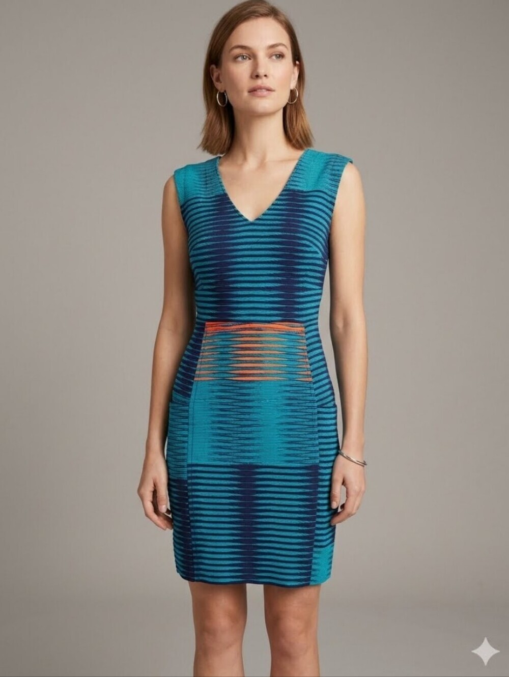 Anthropologie Plenty By Tracy Reese Striped V-Neck Mini Sheath Dress, Sz 8